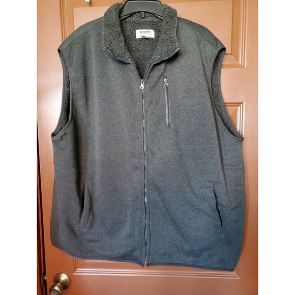 Duke Haband Charcoal Grey Men's Vest Size 3XL Fleece Sherpa Full Zip - Picture 1 of 6